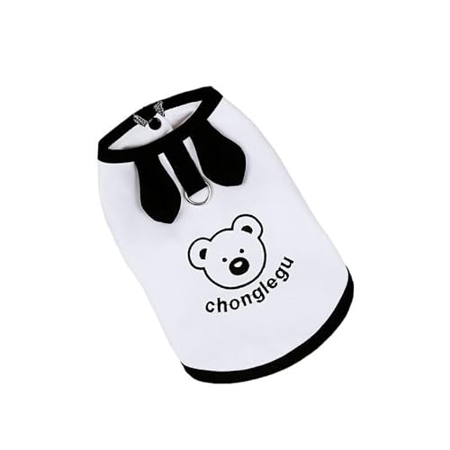 Hundepullover Haustier-Hundekleidung, süßer Bärendruck, Sommer, schwarz-weißes Welpen-T-Shirt, Hundekleidung(White,XL) von CaFfen
