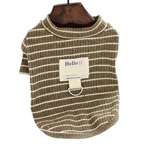 Hundepullover Haustier-Hundeweste, Sommer-Welpen-T-Shirt, gestreifte Hundekleidung, Katzen-Hunde-Shirt, Kleidung, Hundekostüm(Brown,L) von CaFfen