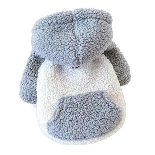 Hundepullover Hundekleidung Winterpullover Hoodies mit Schnalle Haustierkleidung for kleine Hunde Warmer Mantel(Gray,L-Suit 4.5-6kg) von CaFfen