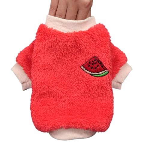 Hundepullover Hundekleidung mit Fruchtmuster for kleine und mittelgroße Hunde, warme Plüschweste for Welpen(Red,2XL) von CaFfen