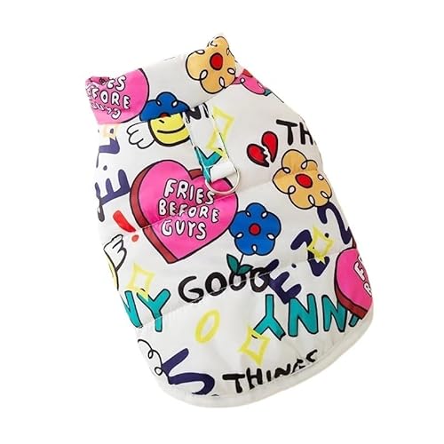 Hundepullover Mode Druck Hund Daunenjacke Nette Weiche Kleidung Winter Katze Jacke Mantel Warme Welpen Kostüm(White,XL) von CaFfen