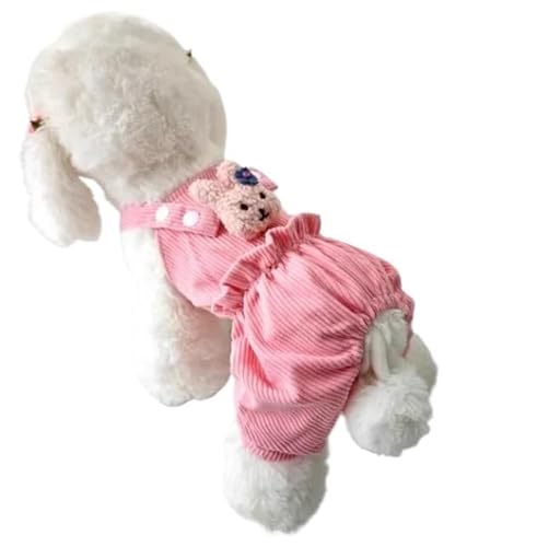 Hundepullover Niedlicher Hunde-Overall, Hundekleidung, rosa, gelber Träger, Overalls, Kleidung for Haustier-Overalls, Pyjamas for kleine mittelgroße Hunde(Pink,M) von CaFfen