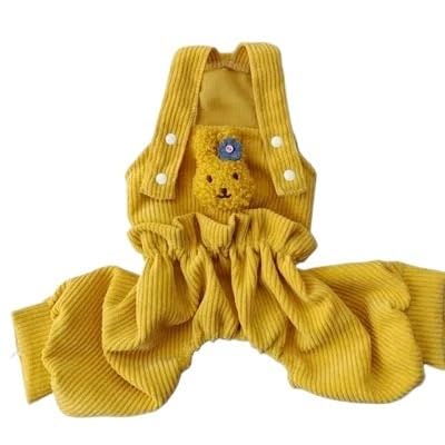 Hundepullover Niedlicher Hunde-Overall, Hundekleidung, rosa, gelber Träger, Overalls, Kleidung for Haustier-Overalls, Pyjamas for kleine mittelgroße Hunde(Yellow,XL) von CaFfen