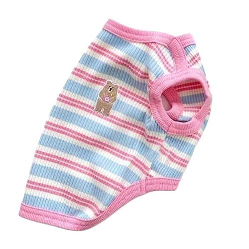Hundepullover Sommer Haustier Hund Kleidung for Kleine Hunde Mode Weste Niedlichen Welpen Dünnes Hemd Bär Druck Kleidung(Pink,S) von CaFfen