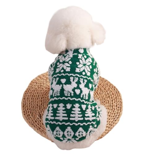 Hundepullover Weihnachts-Hundekleidung, weiche Haustierkleidung for kleine Hunde, Katzen, Weihnachtsweste, Hemd, Welpen-Hundekostüm(Green,2XL) von CaFfen
