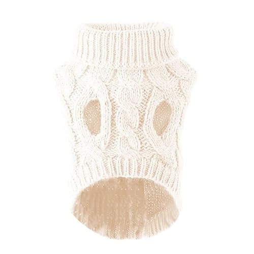 Hundepullover Welpen-Hundepullover for kleine und mittelgroße Hunde, Winterkleidung, Warmer Rollkragenpullover for Haustiere(White,S) von CaFfen