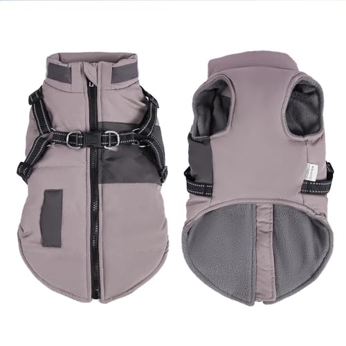 Hundepullover wasserdichte Hundekleidung Winter Warme Haustier-Hundeweste-Jackenmantel mit reflektierendem Gürtel for kleine, mittelgroße und große Hunde(Purple,L) von CaFfen
