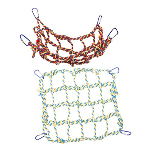 Cabilock 1 Satz Hängemattennetz Sittichnetz Papageien-hängeschaukel Kletterhängematte Baumwolle Käfigständer Für Sittiche Rattenkäfig Zubehör Klettern Anschließen Vögel Baumwollseil von Cabilock