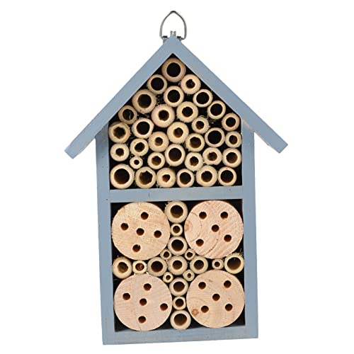 Cabilock 1 Stück Insektenbienennest vogelhaus außen ballenschutz Garden Decor binenschwarm Bienenstock Nisthaus Nisthabitat Gärten Insektenhaus Bienennest aus Holz hängender Eisen Blue von Cabilock