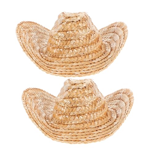 Cabilock 2 Stück Mini Strohhüte für Haustiere und Puppen Niedliche Cowboy Hüte aus Langlebigem Material Vielseitig Einsetzbar als Kostüm Accessoires für Fotoshootings Partys und Kreative von Cabilock