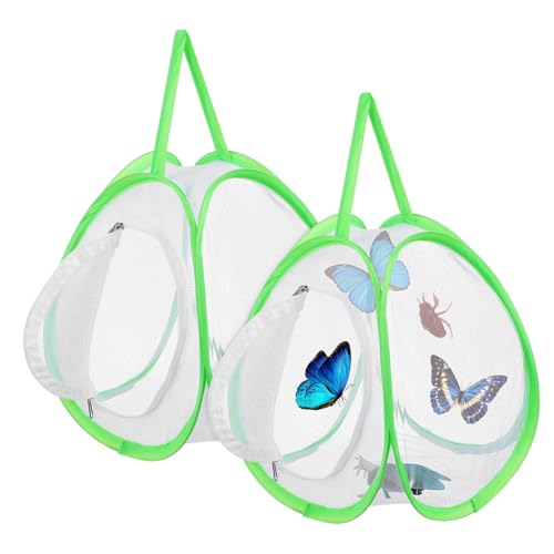 Cabilock 2 Stück Schmetterlingskäfige Transparentes Insektengehege für Schmetterlinge und Leicht und Tragbar für Bildung und Atmungsaktives Netzdesign von Cabilock