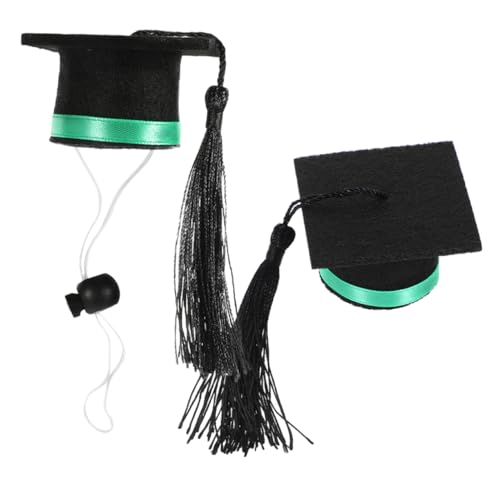 Cabilock 2Stücke Mini Abschlusskappen Für Kleine Haustiere Hamster Doktorhut Mit Grünem Band Kopfbedeckung Für Tierische Graduierungen Und Fotoshootings von Cabilock