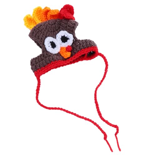 Cabilock 3 STK Gestrickte Truthahnmütze Weihnachtshundemütze Strickmütze Für Haustiere Hündchen-Truthahn-Hut Truthahn-Hunde-Stirnband Hut Für Haustier Thanksgiving Lustiger Hut Kappen Garn von Cabilock