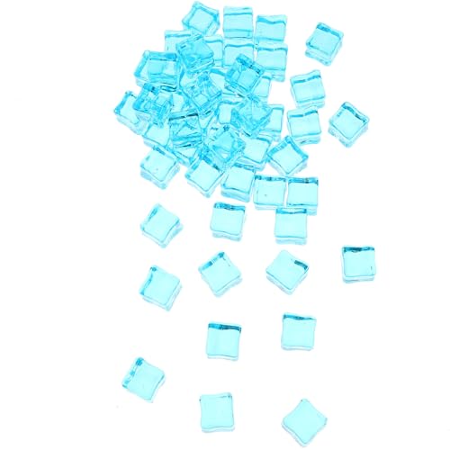 Cabilock 50 Stück Eiswürfel Transparente Künstliche Eiswürfel für Fotografie Party Dekoration und Aquarien Realistische Wiederverwendbare Himmelblau für Vasen Requisiten von Cabilock