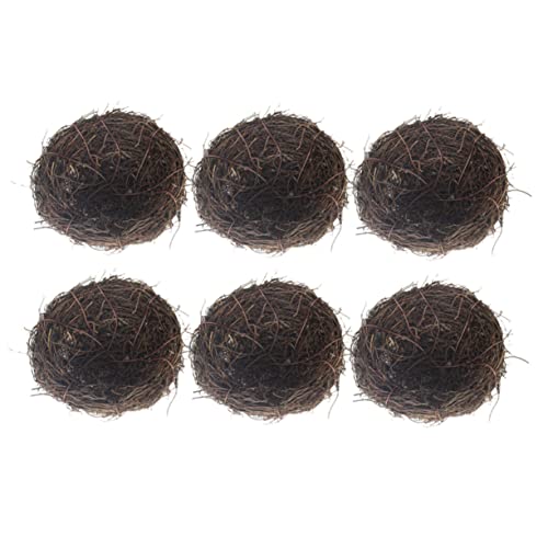 Cabilock 6 Stück Künstliche Vogelhäuser aus Rattan Dekorative Nester für Ostern Frühlings Dekoration Handgewebt für Zuhause Garten von Cabilock