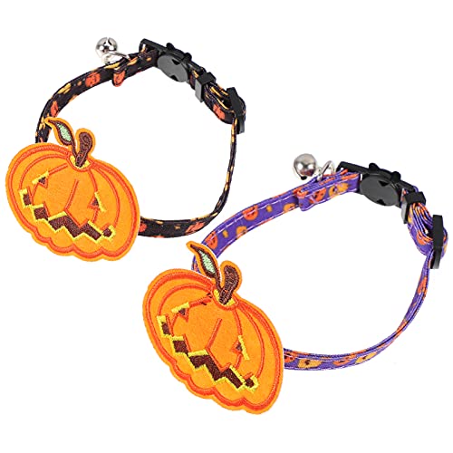 Cabilock Kätzchenhalsband Halloween Pet Collar 2st Halsband Hundehalsbänder Ornamente Halloween Halskette DIY-verzierung Für Hunde Haustier Polyester Die Katze Pumpkin Themed Pet Collar von Cabilock