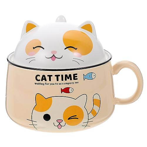 Cabilock Keramik-katzennapf 1020 Ml Dekorativer Futternapf Für Haustiere Deckel Instant-nudel-schüssel Mikrowellen-schüssel Für Katzen Cabilock Keramik-katzennapf 1020 Ml Dekorativer Futternapf Für Haustiere Deckel Instant-nudel-schüssel Mikrowellen-schüssel Für Katzen von Cabilock