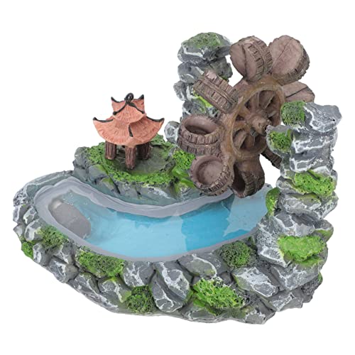 Cabilock Windrad Wasserrad Ornament Kleiner Gartenteich Zen Garten See Außendekorationen Für Die Gartenräumung Mikrolandschaftsornament Aquariensteinverzierung Fee Künstlich Schwimmbad Harz von Cabilock