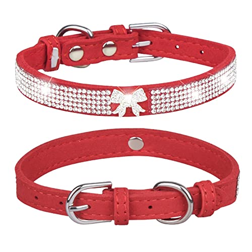 Bling Strass Haustier-Halsb鋘der Glitzer Anhäger Hunde-Halsb鋘der Verstellbar Hunde-Halskette Niedliches Halsband mit Nieten besetzte Funkelnde Diamanten von Cachi