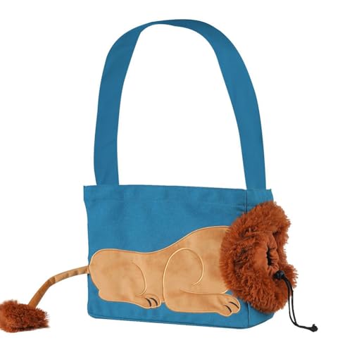 Cachpib Cat Carrier Pet Canvas Shoulder Carrying Bag Lion-Shaped Cat Carrier Portable Reusable Tote Chest Bag Dog Carry Bag Cat Carriers Pouch for Small Dogs Cats Pet Supplies Lake blue small von Cachpib