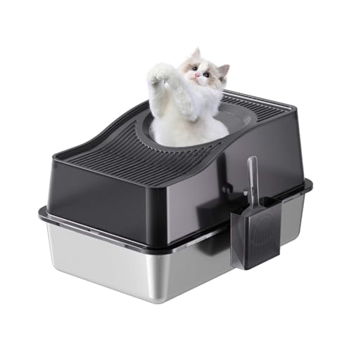Cachpib Katzenklo Edelstahl mit Deckel, Katzentoilette mit Katzenstreumatte und Schaufel, Auslaufsicher Gegen Verschüttungen Katzenklo Cachpib Katzenklo Edelstahl mit Deckel, Katzentoilette mit Katzenstreumatte und Schaufel, Auslaufsicher Gegen Verschüttungen Katzenklo von Cachpib