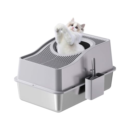 Cachpib Katzenklo Edelstahl mit Deckel, Katzentoilette mit Katzenstreumatte und Schaufel, Auslaufsicher Gegen Verschüttungen Katzenklo Cachpib Katzenklo Edelstahl mit Deckel, Katzentoilette mit Katzenstreumatte und Schaufel, Auslaufsicher Gegen Verschüttungen Katzenklo von Cachpib