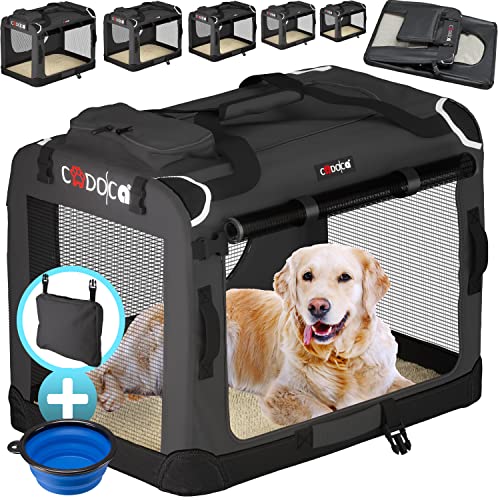 CADOCA® Hundebox Hundetransportbox faltbar robust M 60x42x44cm atmungsaktiv Transporttasche Haustiertransportbox Hundetragetasche Anthrazit von Cadoca