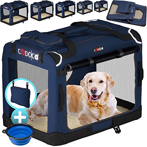 CADOCA® Hundebox Hundetransportbox faltbar robust S 50x34x36cm atmungsaktiv Transporttasche Haustiertransportbox Hundetragetasche Navy Blau von Cadoca