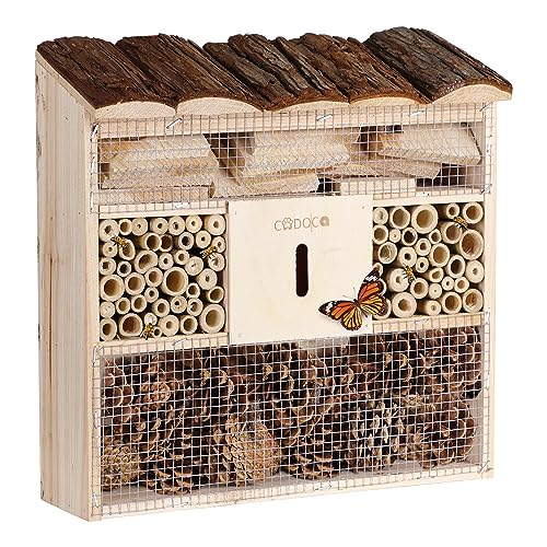 CADOCA® Insektenhotel Bug's Inn 31x30,5x9,5cm Holz wetterfest Garten Bienenhotel Insektenhaus Nistkasten zum Aufhängen von Cadoca