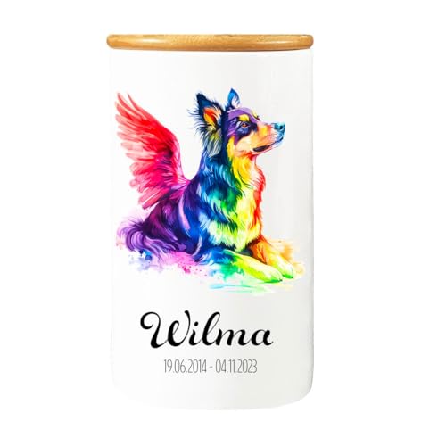 Cadouri Design-Erinnerungsdose Hund Tierurne, Aufbewahrungsdose aus Porzellan für Andenken deiner Fellnase, Gedenkdose mit Bambusdeckel - personalisiert mit Name und Datum Cadouri Design-Erinnerungsdose Hund Tierurne, Aufbewahrungsdose aus Porzellan für Andenken deiner Fellnase, Gedenkdose mit Bambusdeckel - personalisiert mit Name und Datum von Cadouri