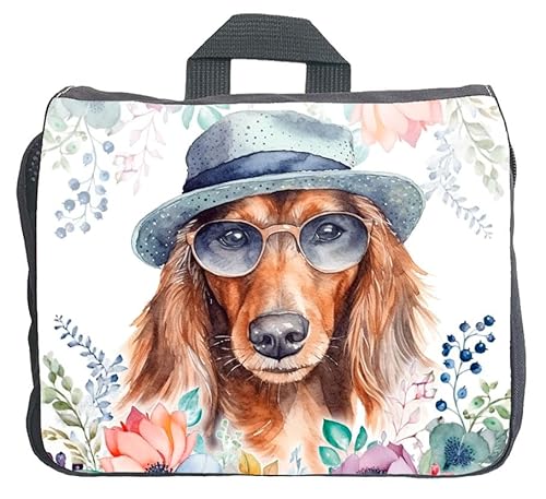 Cadouri Hundezubehörtasche mit Dackel (Langhaar) - Aufbewahrungstasche mit Hunderasse für Hundebesitzer - originelles Geschenk - handgefertigt von Cadouri