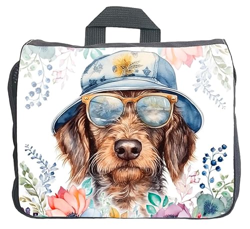 Cadouri Hundezubehörtasche mit Dackel (Rauhaar) - Aufbewahrungstasche mit Hunderasse für Hundebesitzer - originelles Geschenk - handgefertigt von Cadouri