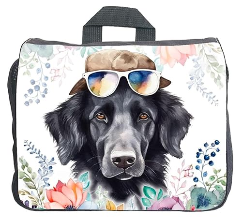 Cadouri Hundezubehörtasche mit Flat Coated Retriever - Aufbewahrungstasche mit Hunderasse für Hundebesitzer - originelles Geschenk - handgefertigt von Cadouri