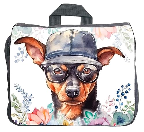 Cadouri Hundezubehörtasche mit Zwergpinscher - Aufbewahrungstasche mit Hunderasse für Hundebesitzer - originelles Geschenk - handgefertigt von Cadouri