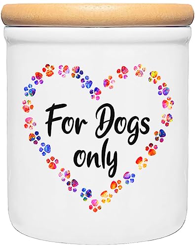 Cadouri Keramik Leckerli-Dose » for Dogs only «┊Snackdose Keksdose Aufbewahrungsdose┊mit Holzdeckel Cadouri Keramik Leckerli-Dose » for Dogs only «┊Snackdose Keksdose Aufbewahrungsdose┊mit Holzdeckel von Cadouri