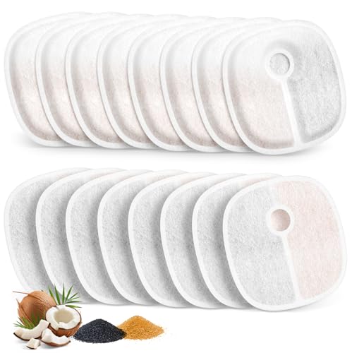 16 Pack Filter Ersatz Kompatibel mit E1/E1+ Katzenbrunnen (2L/1,899.4 g), Dreifach-Filtrationssystem Haustier Wasserspender Filter Ersatz für Hunde und Katzen von Caehomly