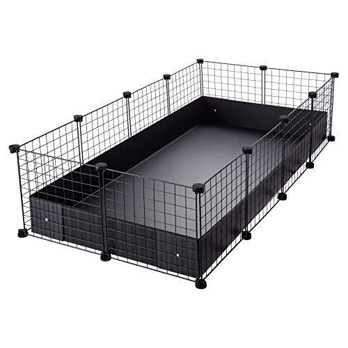 CagesCubes Großer CyC-Käfig (2 x 4 schwarze Paneele) + schwarzer Coroplast-Boden für Meerschweinchen von CagesCubes