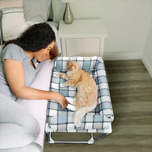 Bedside Cosleeper Haustier-Hundebett – Hundebetten mit Kissenverlängerung am menschlichen Bett befestigt, Höhe erhöhte Haustierfensterstange (66 x 50 x 50 cm) von Caghash