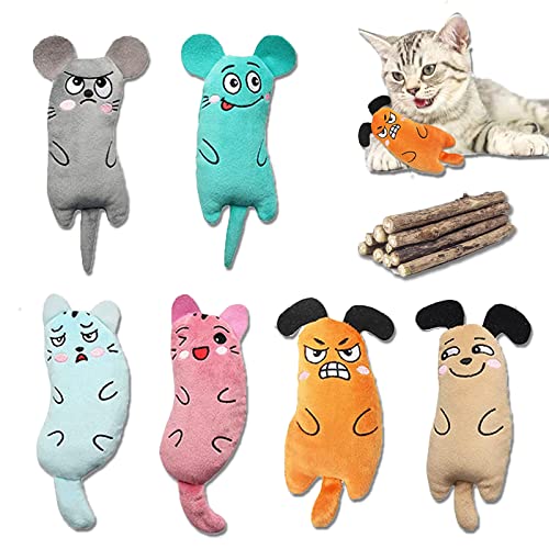 CaiTang 6 Stück Katzenminze Spielzeug + 10 Stück Katzenminze Sticks Bio，Katzenkissen Katzenminze, Kissen mit Katzenminze, Katzenspielzeug Set aus Katzenkissen für Katzen von CaiTang