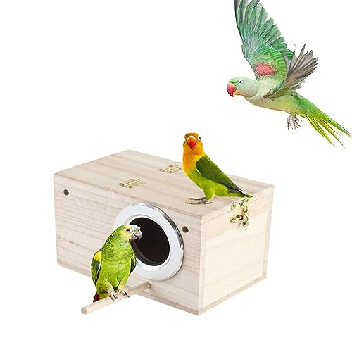 Vogelhaus Nisthaus, Sittich Nistkasten, Vogelzuchtbox, Vogelhaus Haustier Zubehör aus Holz, Brutkasten Vogelhaus, Holz, für Sittich, Liebesvögel, Papageien (19,5x12x12 cm) von CaiYuanGJ