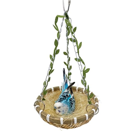 Gewebtes Aufhängen Geräumiges Papageienbett, Gewebtes Vogelnest, Vogelnest Aus Filz, Kanariennest, Taubengrasnest, Mit Leinen-Polsterung, Papageien Spielzeug, Outdoor für Wellensittiche, Finken Gewebtes Aufhängen Geräumiges Papageienbett, Gewebtes Vogelnest, Vogelnest Aus Filz, Kanariennest, Taubengrasnest, Mit Leinen-Polsterung, Papageien Spielzeug, Outdoor für Wellensittiche, Finken von CaiYuanGJ