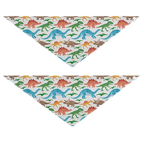 2 Stück Hundehalstücher Haustier Bandana Schal Druckknopf Dreieck Lätzchen Halstuch Set Haustier Urlaub Zubehör Dekor für kleine bis große Welpen Hunde Katzen Medium Cute Dinosaurier von Caihoyu