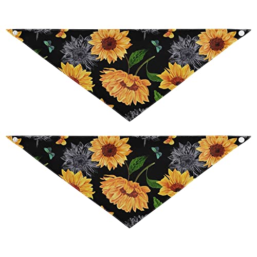 2 Stück Hundehalstücher Haustier Bandana Schal Druckknopf Dreieck Lätzchen Halstuch Set Haustier Urlaub Zubehör Dekor für kleine bis große Welpen Hunde Katzen kleine Sonnenblume von Caihoyu