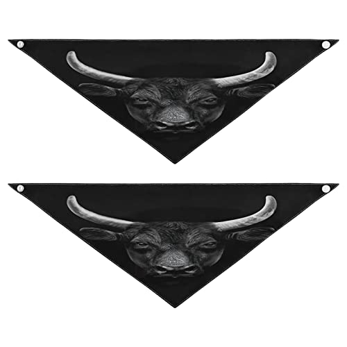 2 Stück Hundehalstücher Milch Seide Haustier Bandana Schal Druckknopf Dreieck Lätzchen Halstuch Set für kleine bis große Welpen Hunde Katzen Groß Schwarz Bull Face von Caihoyu