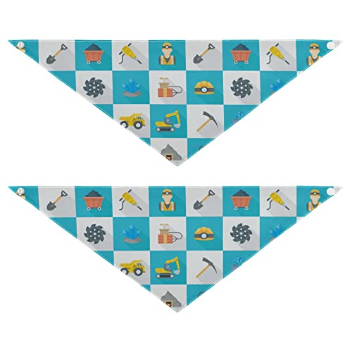 2 Stück Hundehalstücher Milch Seide Haustier Bandana Schal Druckknopf Dreieck Lätzchen Halstuch Set für kleine bis große Welpen Hunde Katzen große Minig Industrie Icon Set von Caihoyu