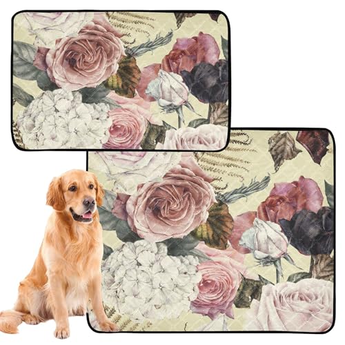 3 Stück Hunde-Pie-Tablett für den Innenbereich, Teppich für Hunde, schmutzige Füße, waschbar, rutschfest, für Flugzeugkäfige, 50,8 x 61 cm, Blumenmuster, Rosen, Aquarell 3 Stück Hunde-Pie-Tablett für den Innenbereich, Teppich für Hunde, schmutzige Füße, waschbar, rutschfest, für Flugzeugkäfige, 50,8 x 61 cm, Blumenmuster, Rosen, Aquarell von Caihoyu