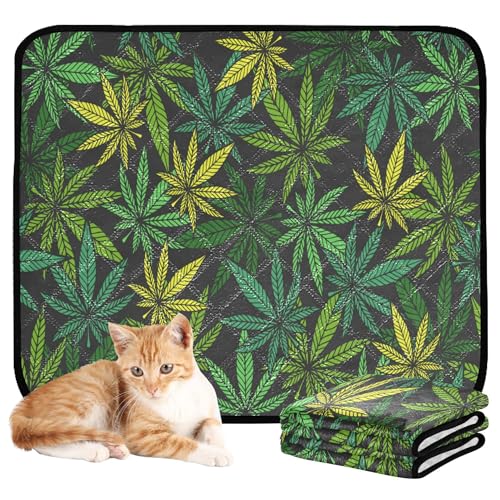 Haustiermatte für Katzen, waschbar, rutschfest, für draußen, 61 x 91,4 cm + 91,4 x 106,7 cm, grünes Blatt, 2 Stück Haustiermatte für Katzen, waschbar, rutschfest, für draußen, 61 x 91,4 cm + 91,4 x 106,7 cm, grünes Blatt, 2 Stück von Caihoyu