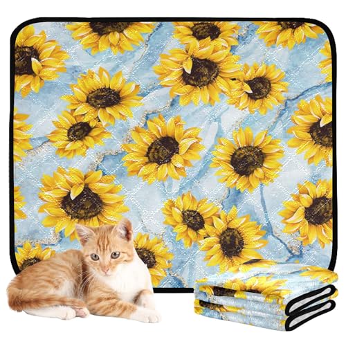 Hunde-Urinierteppich, waschbar, rutschfest, für Strand, 50,8 x 61 cm, Sonnenblume, abstrakt, Weiß, Blau, Marmor, Gold, 3 Stück Hunde-Urinierteppich, waschbar, rutschfest, für Strand, 50,8 x 61 cm, Sonnenblume, abstrakt, Weiß, Blau, Marmor, Gold, 3 Stück von Caihoyu
