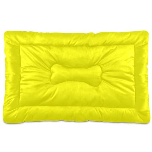 Hundebett-Matte, rutschfest, weich, bequem, maschinenwaschbar, Haustiermatratze für Hunde, Schlafmatratze für große, mittelgroße und kleine Hunde, gelb, einfarbig, einfarbig Hundebett-Matte, rutschfest, weich, bequem, maschinenwaschbar, Haustiermatratze für Hunde, Schlafmatratze für große, mittelgroße und kleine Hunde, gelb, einfarbig, einfarbig von Caihoyu