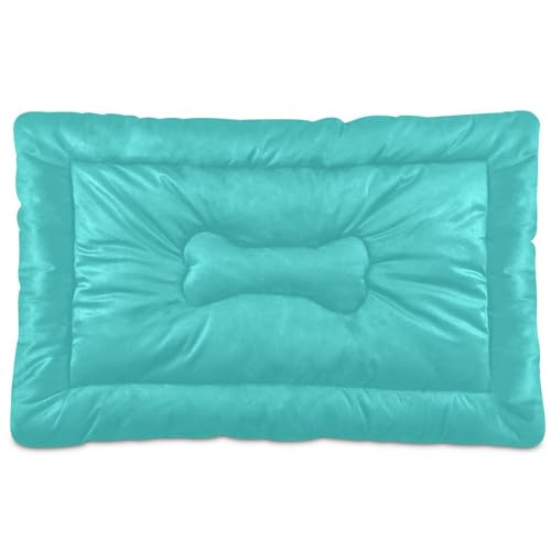 Hundebett-Matte, rutschfest, weich, bequem, waschbar, Haustiermatratze für große, mittelgroße und kleine Hunde, Türkis, einfarbig, einfarbig Hundebett-Matte, rutschfest, weich, bequem, waschbar, Haustiermatratze für große, mittelgroße und kleine Hunde, Türkis, einfarbig, einfarbig von Caihoyu